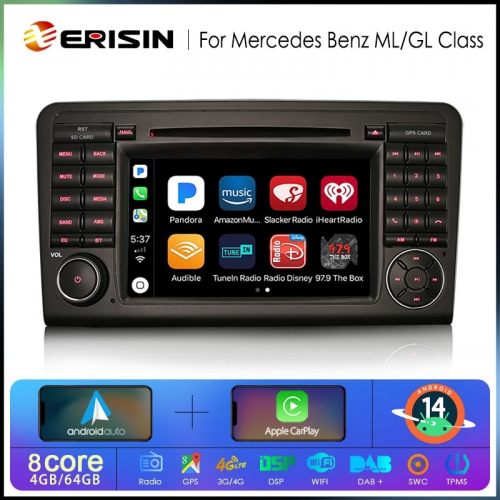 Erisin ES6783L Octa-Core Android 14.0 Car Multimedia CarPlay & Auto GPS TPMS DTV for Mercedes Benz ML-Class W164 GL-Class X164