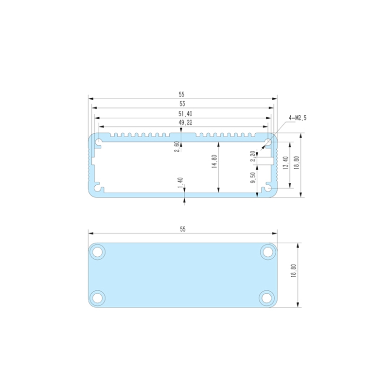 55*19-L OEM custom pcb enclosure box metal extruded case factory supply