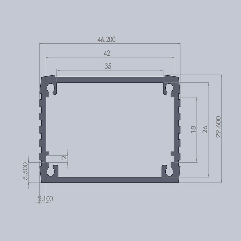 46.2*29.6-L customized extruded aluminium enclosures pcb case for electronics