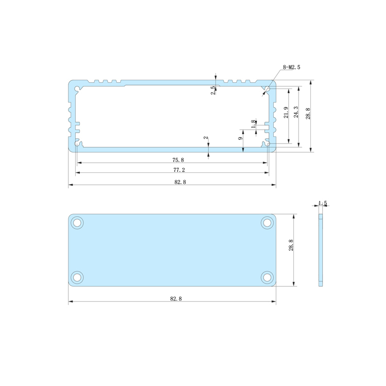 82.8x28.8x100 small aluminum extrusion catalog pcb enclosure electronic box