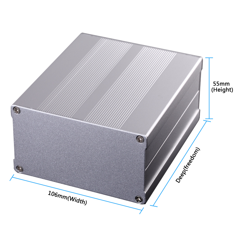 106*55-L brushed aluminum alloy case pcb instrument box metal electronic project enclosures