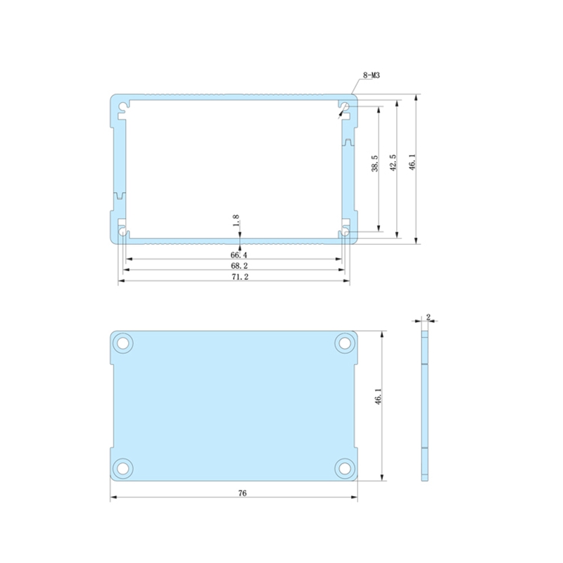 76*46-L aluminum pcb electrical enclosure