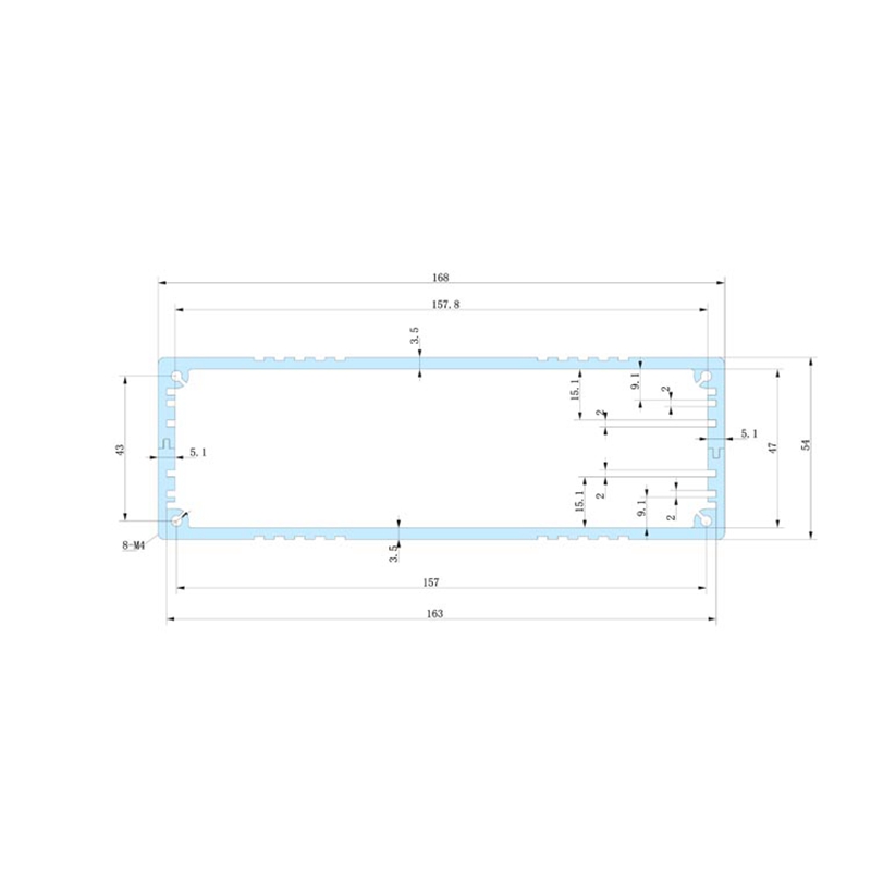 168 x 54-200 extruded aluminum enclosure designed extruded amplifier aluminium box