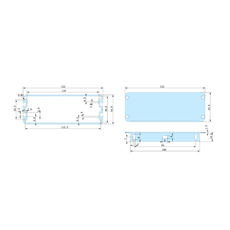 122*45-L electrical enclosure box china aluminum case metal enclosure box