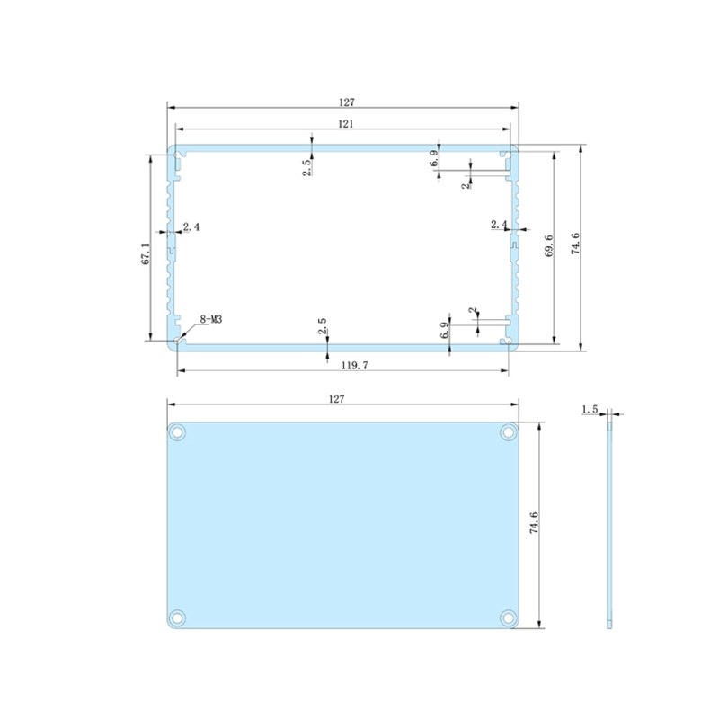 127*75-L metal project box china aluminum housing metal enclosure fabrication