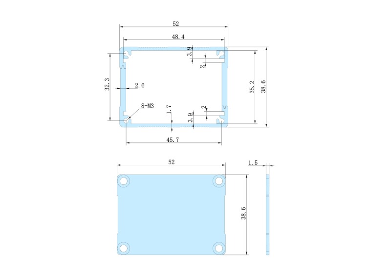 Pumay 52*38*L aluminum heat sink project box instrument cable enclosures