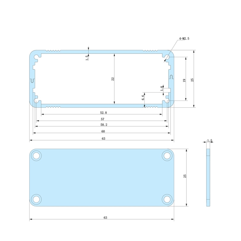 63*25*75 project enclosure metal aluminium junction box electric case manufacturer