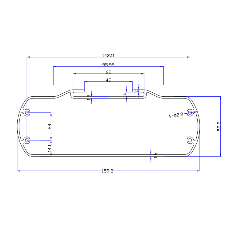 159.5*59custom amplifier electronic enclosure laser,China Foshan Aluminium Enclosure Manufacturer