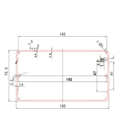 150*75铝合金型材外壳体机箱移动电源主板铝外壳控制器BIY铝壳体