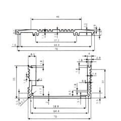 70*37NL35 逆变器常用精美铝型材分体式外壳PCB插式功放铝盒PCB盒