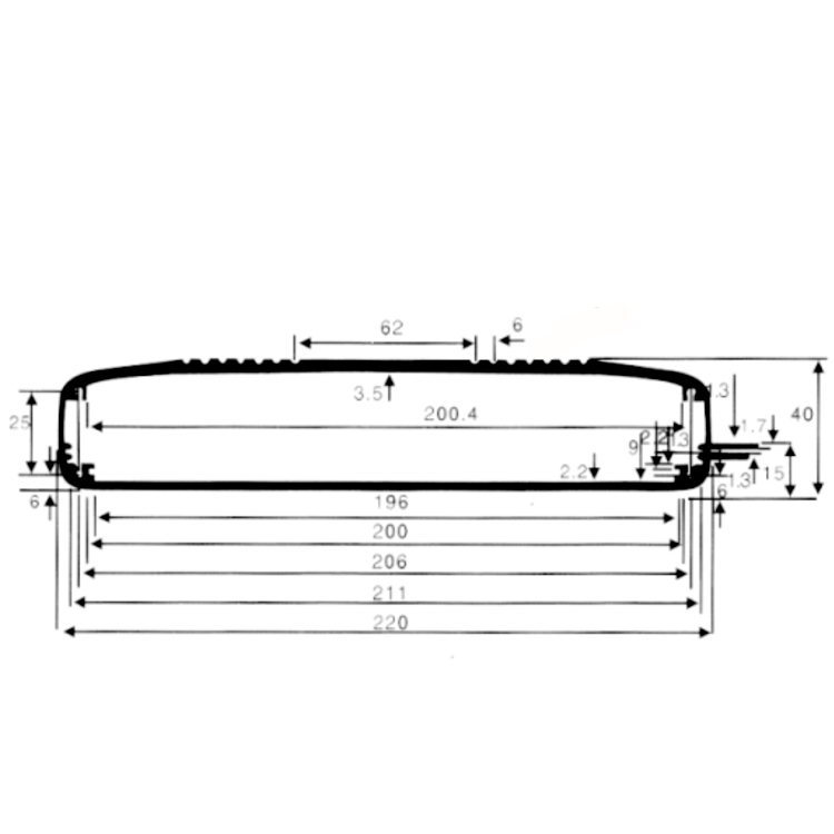 220*40Custom process thermal design aluminum extrusion switch box industry precision machinery control alumina enclosure case PCB/ IC