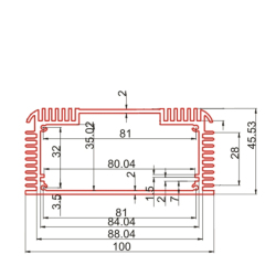 100*45.5China high quality extruded aluminum electronic pcb enclosures