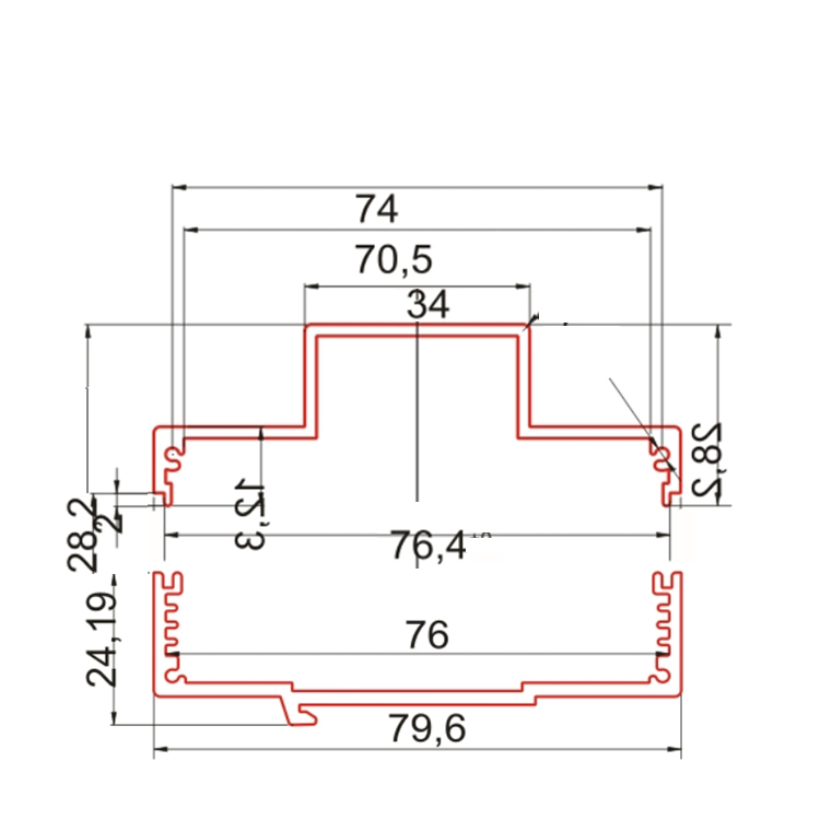 79.5*47耳放常用精美分体式铝型材仪表壳体电源CPRS导航开关电源