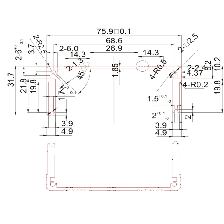 76*62aluminum extruded enclosure electronics switch box for pcb