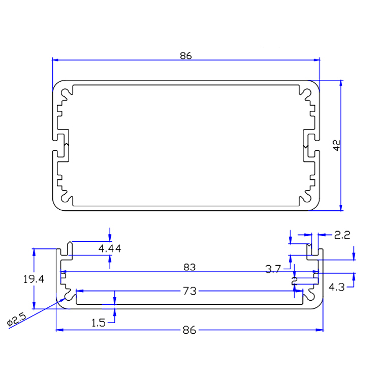 86*42 aluminum extrusion enclosure equipment case for electronic device