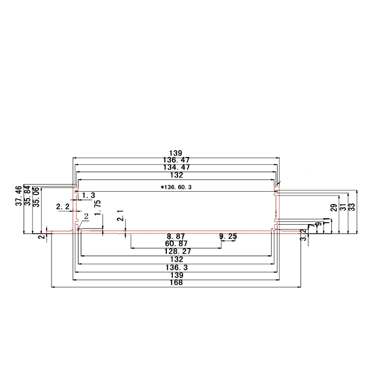 168*41PCB线路板铝型材外壳铝型材仪表外壳带固定铝型材仪表外壳