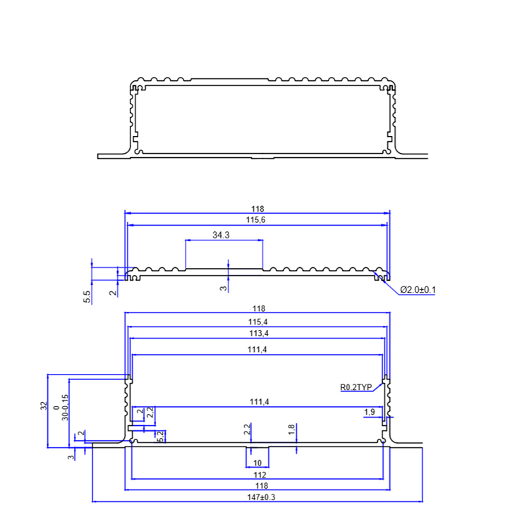 147*36Aluminum enclosure for PCB POWER shell electric project box