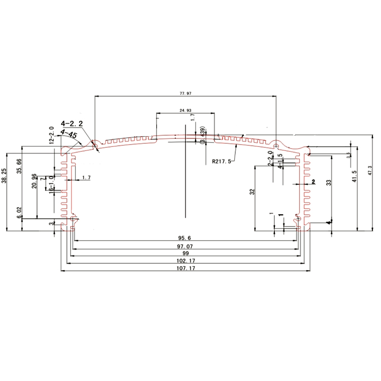 107*47PCB分支器外壳铝外壳盒体 PCB插式铝壳PCB线路板铝型材外壳