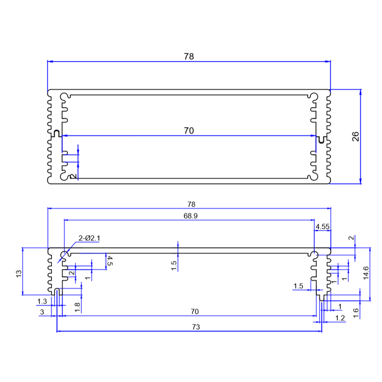 78*26Aluminum electrical pcb instrument extruded box enclosure powder supply PCB chassis enclosures