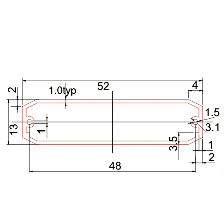 52*13光端机外壳抽拉壹体式铝型材外壳导轨式外壳pcb工控接线铝盒