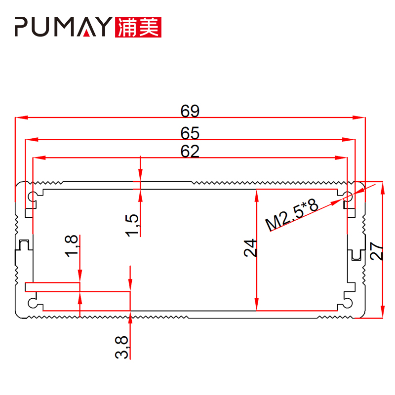 69*27分体铝合金外壳遥感器外壳变频器测速记录仪机箱汽车零配件