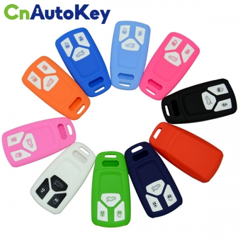 SCC008002 Car Accessaries Soft Silicone Key Cover FOB For Audi Q7 A4L Keless Remote 3 Buttons High Quality Silica Gel Skin Shell