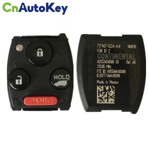 CN003116 2009 - 2015 Honda Pilot 4 Button Remote Key KR55WK49308 313.8mhz PCF7941
