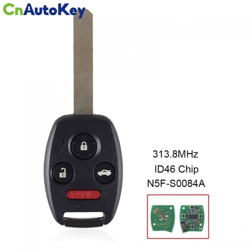 CN003050 3+1 Button Remote Car Key 313.8MHz Fob for Honda Civic 2006 2007 2008 2009 2010 2011 with PCF7961 Chip N5F-S0084A