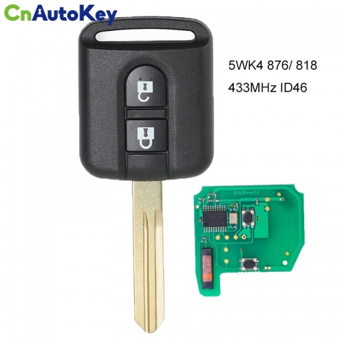 CN027017 Remote Key Fob 433MHz PCF7946 for Nissan Note NV200 Elgrand X-TRAIL Qashqai Navara Micra 2002-2015 FCC ID 5WK4-876  818