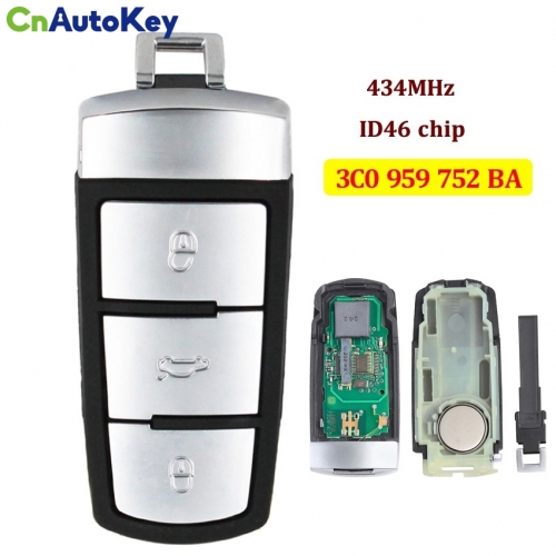 CN001024  3CO 959 752 BG 3 Button Remote Key 434MHz Smart Key Fob for VW Passat CC Magotan with ID46 Chip