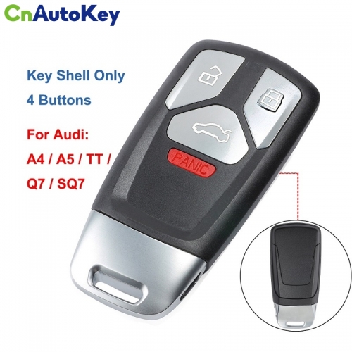 CS008040  Replacement Smart Remote Key Shell Case Cover 4 Buttons for Audi TT A4 A5 S4 S5 Q7 SQ7, 4M0 959 754 (Outer Shell Only)