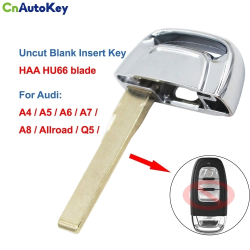 CS008014 Replacement Uncut Blank Insert Key Emergency Key for Audi A3 A4 A5 A6 A7 A8 Q5 Allroad Remote Key Blank HAA HU66 Blade