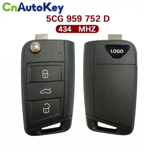 CN001125  For 2019 Volkswagen jetta 3 Button Flip Key Fob Remote 5CG 959 752 D 434mzh NCP2161W chip Keyless GO