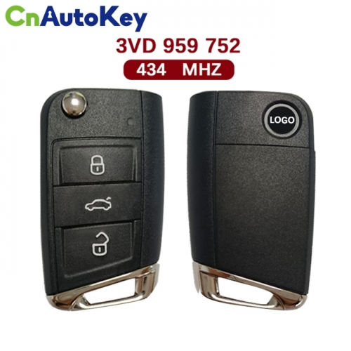 CN001128  FOR Skoda Superb Facelift 3 Button Flip Key Fob Remote 3VD 959 752 434mzh NCP2161W 3VD959752