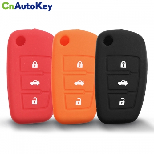 CS008015   For Audi Sline A3 A5 Q3 Q5 A6 C5 C6 A4 B6 B7 B8 TT 80 S6 Auto Protector Key Cover Silicone Car Key Fob Case 3 Button Flip