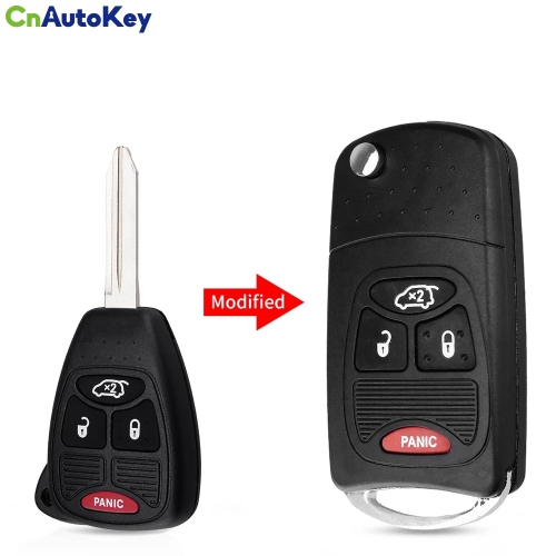 CS015044    Modified 4 Button Car Key Case Car Cover Fob For Chrysler 300 300C Pacifica Stratus For Dodge For Jeep Cherokee Grand