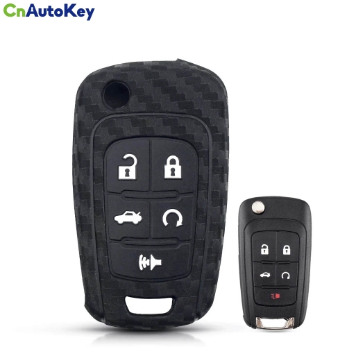 CS014015   For Chevrolet Cruze Epica Lova Camaro For VAUXHALL OPEL Insignia Astra Fob Cover 5 Button Carbon Silicone Car Key Case