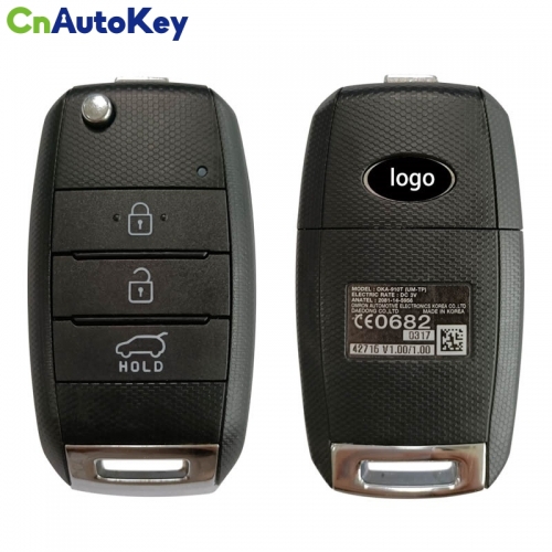 CN051136 Genuine KIA Sorento 2015-2019 Flip Remote Key 3 Buttons 433 MHz TIRIS DST80 Chip FCC ID: OKA-910T 95430-C5211/C5210