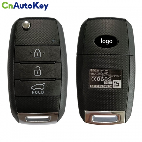 CN051137 Genuine KIA Sorento 2015-2019 Flip Remote Key 3 Buttons 433 MHz FCC ID: OKA-910T 95430-C5211/C5210