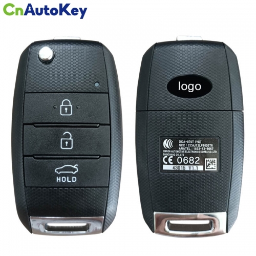 CN051142 Genuine Kia Cerato 2014+ Flip Remote, 3Buttons, OKA-870T  , 433MHz 95430-A7100