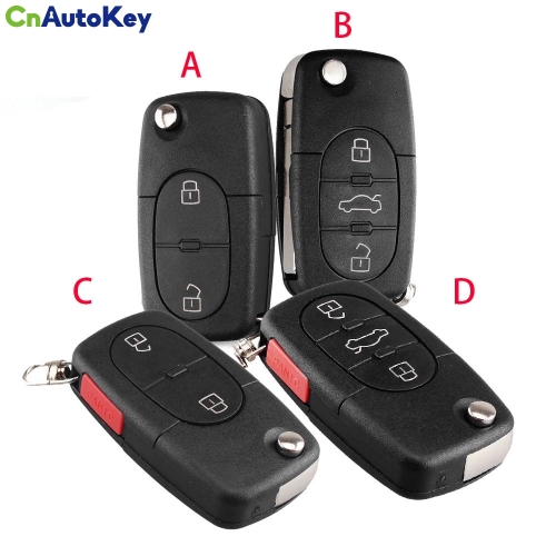 CS008029   10X 2/3/4 Buttons Fob CR1620 CR1616 Battery Holder For Audi TT A2 A4 A6 A8 Quattro Flip Car Remote Key Shell HAA Blade