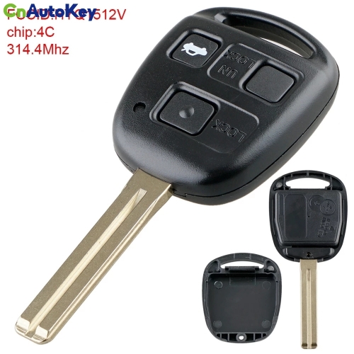 CN052047  314.4Mhz 3Buttons Uncut Ignition Master Key Entry Remote Fob with 4C Chip HYQ1512V Fit for Lexus RX350 RX450h RX400h RX330 EX330