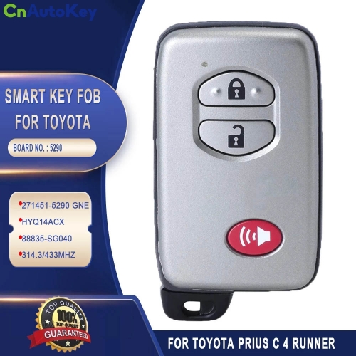 CN007239   2009-2019 Toyota / 3-Button Smart Key / PN: 89904-35010 / HYQ14ACX-5290