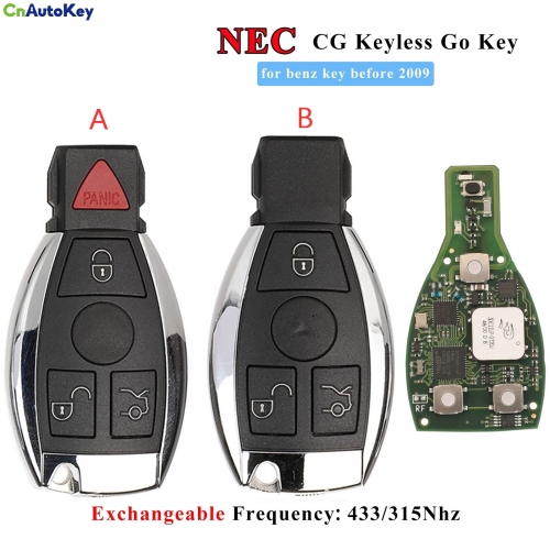 CN002079  NEC Keyless go Remote Key Fob 3 Button BGA style Upgrade for-Mercedes-Benz before 2009 315mhz 433MHz
