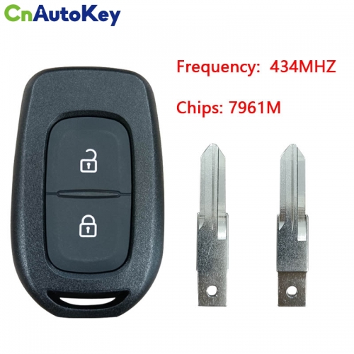 CN010058 2 Button Remote Smart Car Key 433MHZ 4A PCF7961M Chip VAC102 Uncut Blade for Renault Sandero Dacia