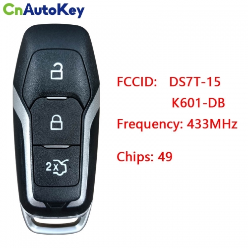 CN018037 Smart Card Remote Car Key 3 Buttons 433MHz HITAG PRO Chip for Ford Mondeo Edge S-Max Galaxy 2014-2018, DS7T-15K601-DB