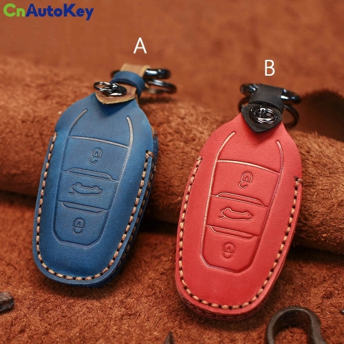 CS009046   Car Auto Key Fob Case For Peugeot 208 308 508 3008 5008 For Citroen C4 Picasso DS3 DS4 DS5 DS6 Genuine Leather Handmade