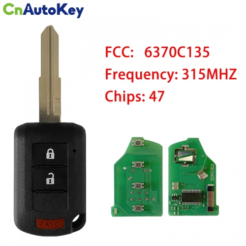 CN011033 2018-2020 Mitsubishi Eclipse Cross / 3-Button Remote Head Key / PN: 6370C135 / OUCJ166N  ID 47