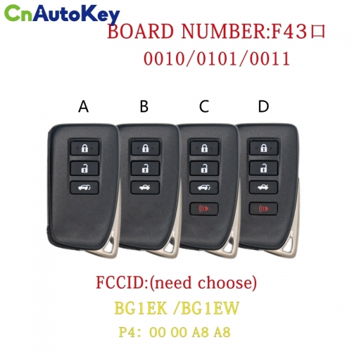 CN052051  BaoJiangDd car key Fit for Lexus ES GS IS350 LX560 LX570 keyless Smart Remote key F43 61A951-0020 Board FCC ID BG1EW BG1EK