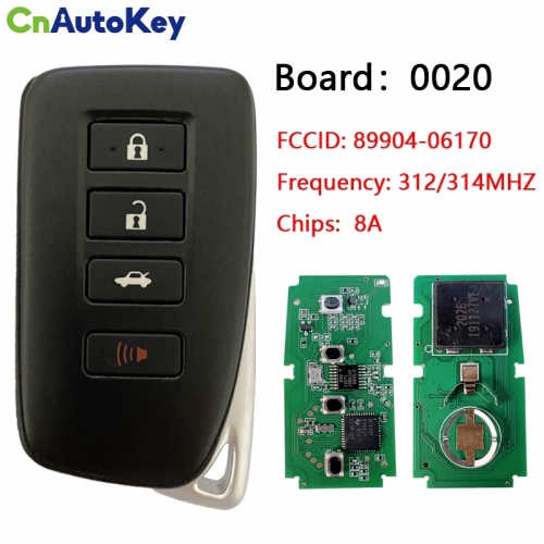 CN052015 2013-2018 Lexus  4-Button Smart-Key  89904-06170  HYQ14FBA (G Board – 0020)